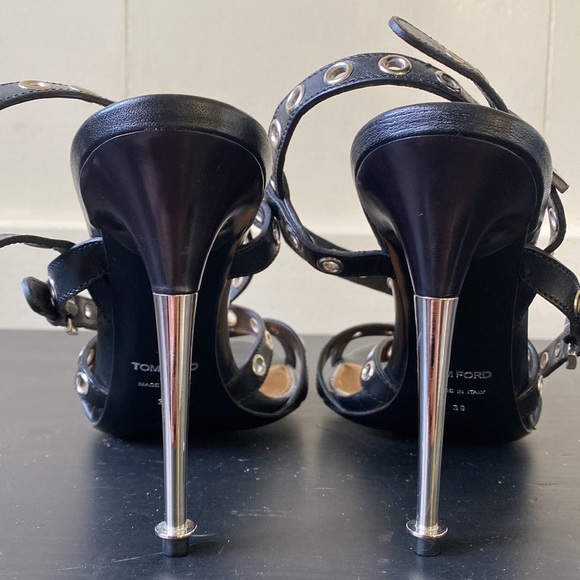 Tom Ford Black Open Stud Strap Sandal Size 39 - Picture 5 of 9